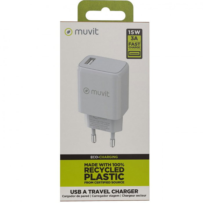 Muvit For Change MCACC0002 Cargador de Pared 15W USB-A Blanco Muvit For Change MCACC0002 Cargador de Pared 15W USB-A Blanco